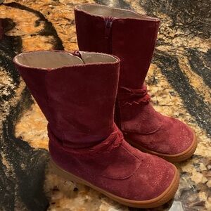 Wine Sparkly Livie&Luca Suede Boots with Side Zippers Toddler 11